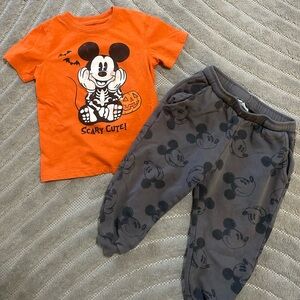 Halloween Disney Mickey Mouse scary cute shirt & Zara Mickey sweatpants set